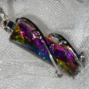 Crystal necklace, stunning colors that change in different light.